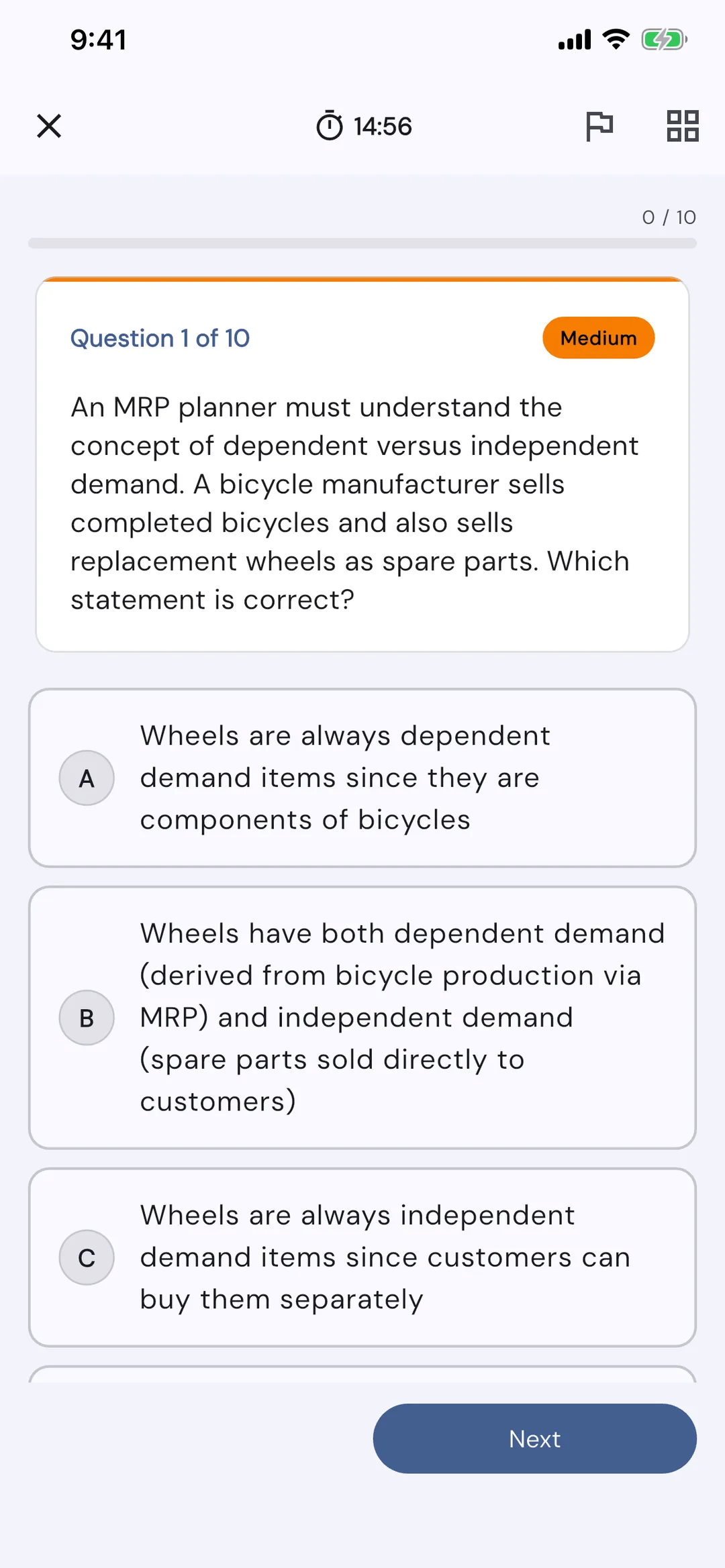SCM Study app: Timed mock exams