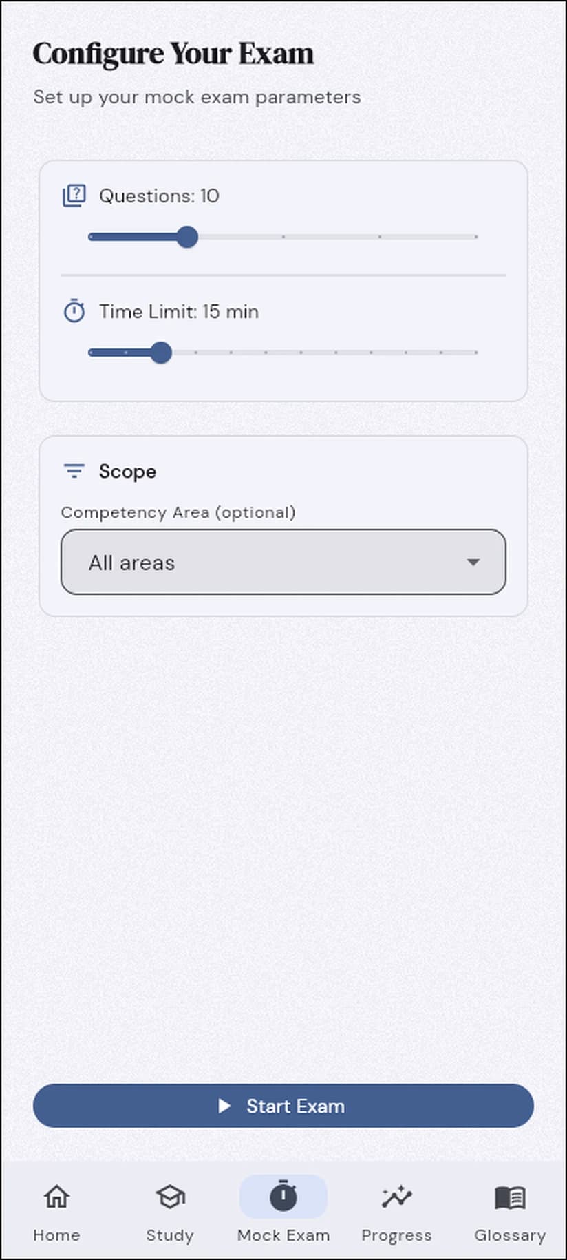 SCM Study app: Timed mock exams